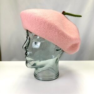 Peach pink wool beret womens hat tam